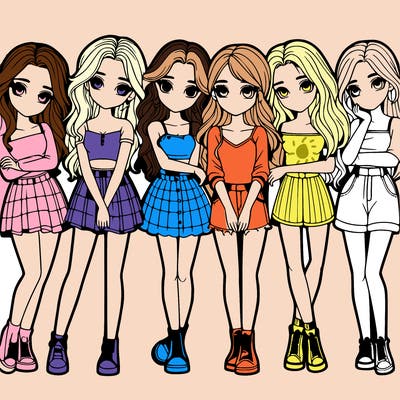 a group of girls realistic