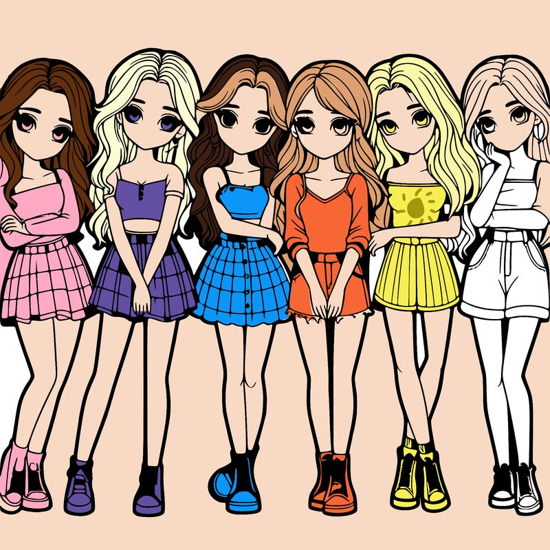 a group of girls realistic