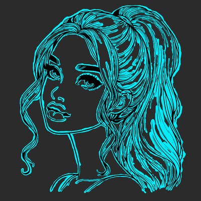 realistic girl with a ponytail on her hair and lips