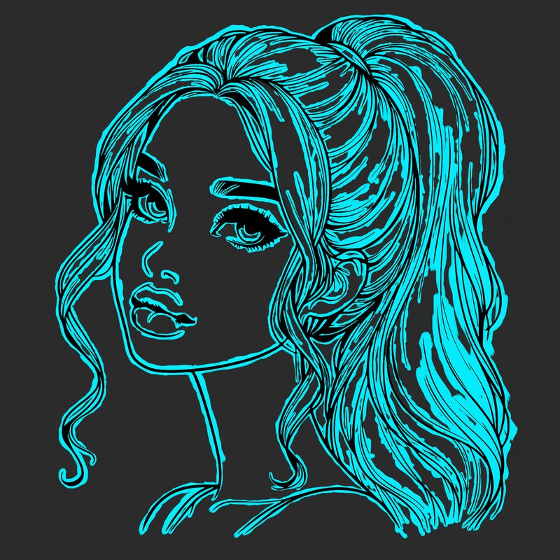 realistic girl with a ponytail on her hair and lips