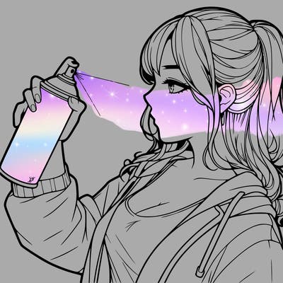 a realistic girl spray, painting