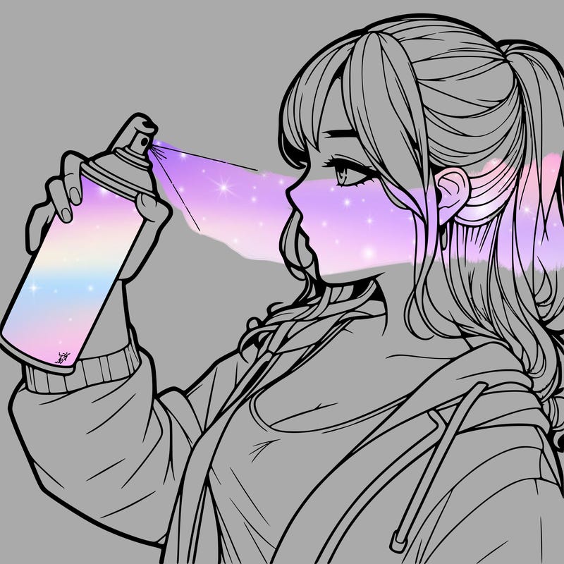 a realistic girl spray, painting