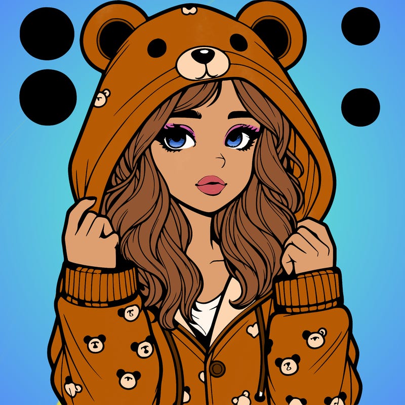 realistic girl in a animal pjs hoodie