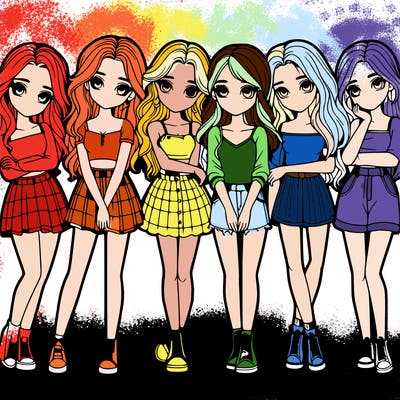 a group of girls realistic