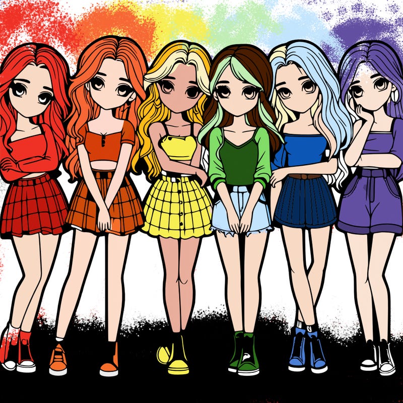 a group of girls realistic