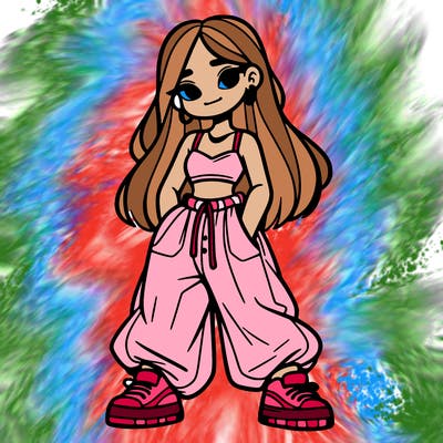 girl in crop top and baggy pants