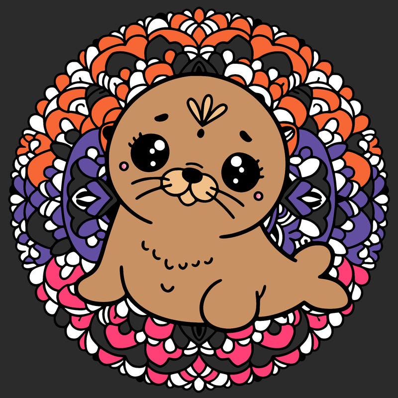 a cute baby seal mandala