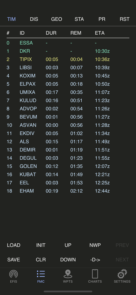AirTrack Classic - Aplicativo AirTrack Classic mostrando a tela do planejador de rota do computador de gerenciamento de voo
