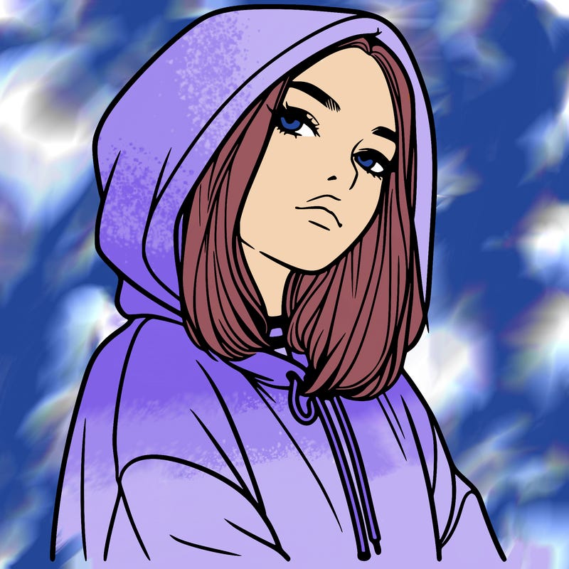 a realistic girl in a hoodie