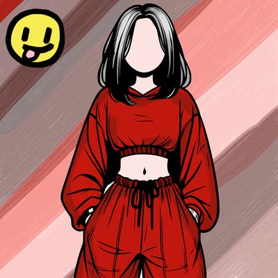 realistic girl faceless with baggy pants and a crop top