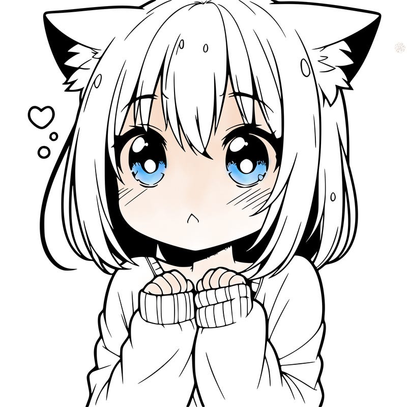 shy anime catgirl