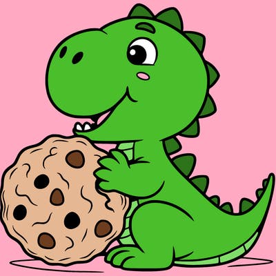 dino eating cookie
