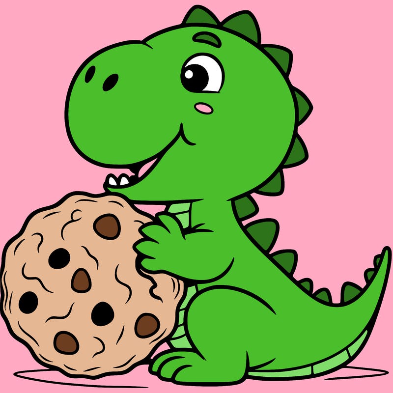 dino eating cookie