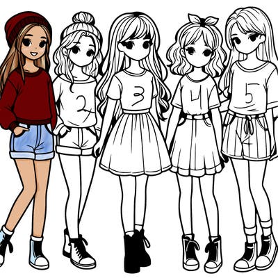 a group of five girls