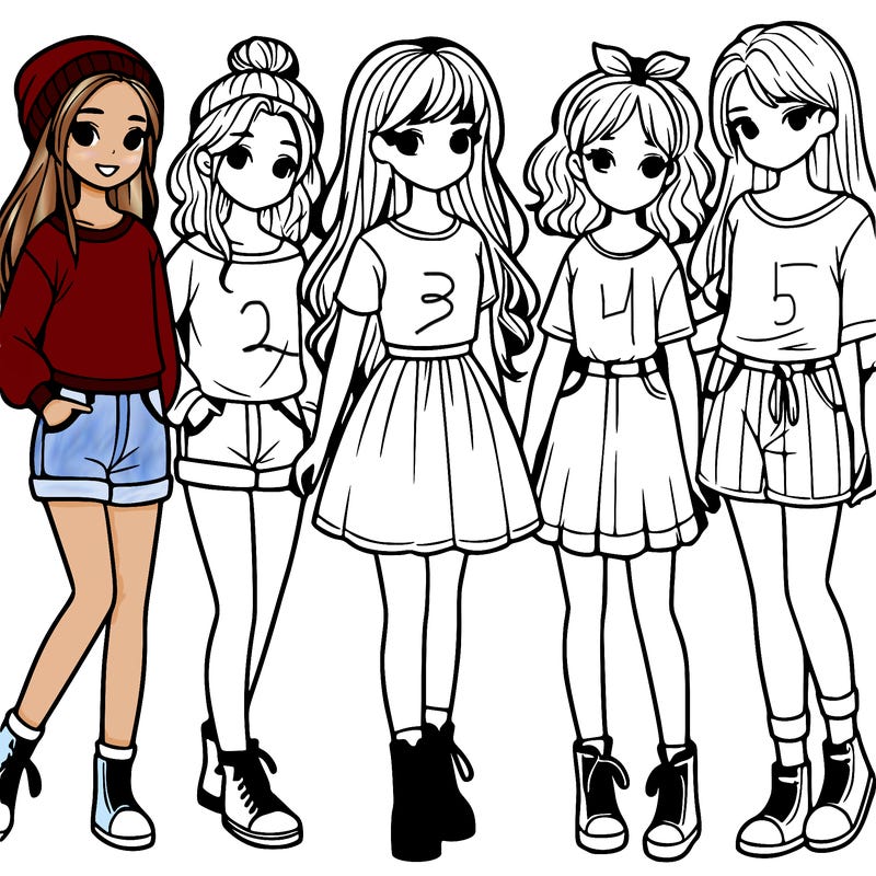 a group of five girls