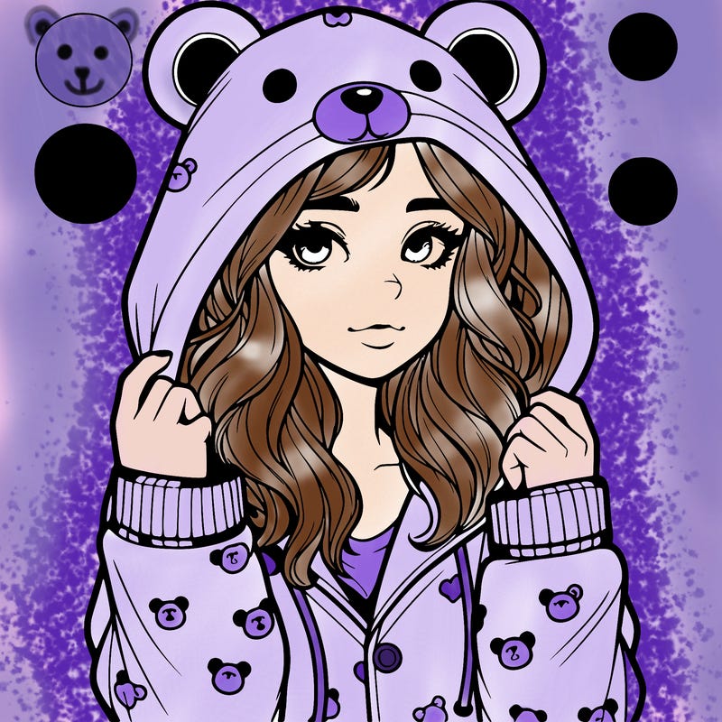 realistic girl in a animal pjs hoodie