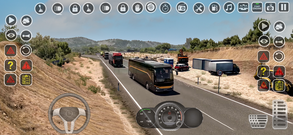 Bus Simulator: Parking Games - Bus driving simulation with steering wheel and dashboard controls
