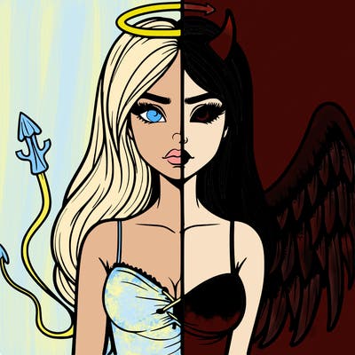 devil vs angel realistic girl