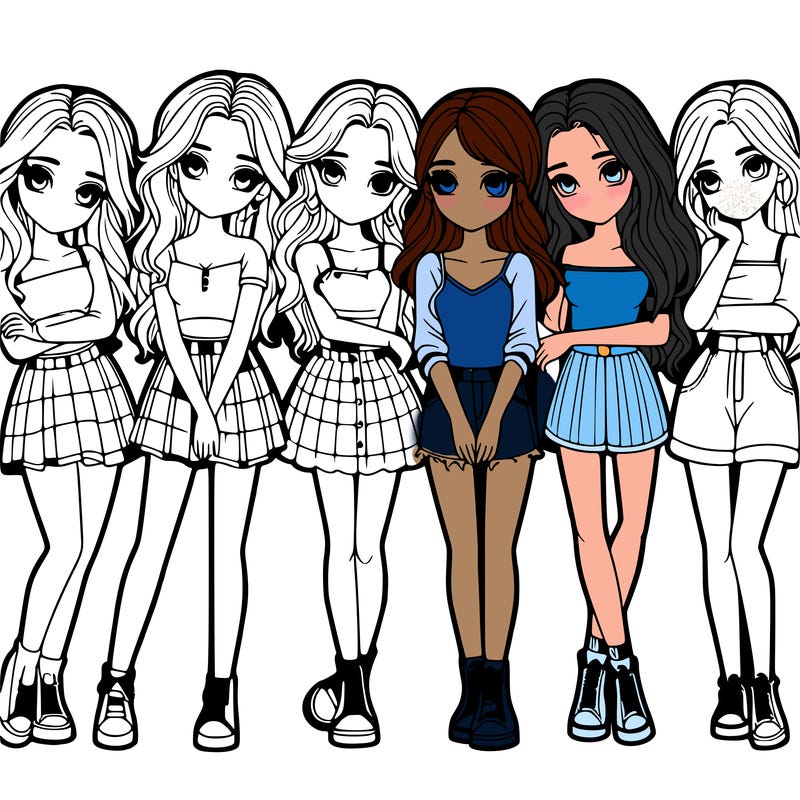 a group of girls realistic