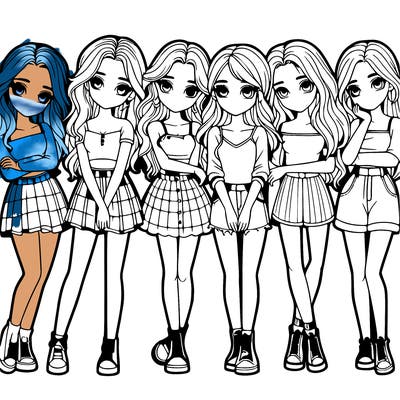 a group of girls realistic