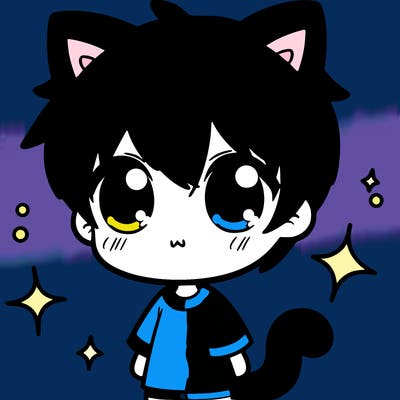 cute boy with cat ears and tail