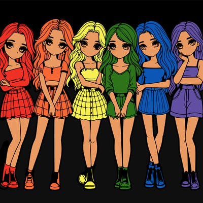 a group of girls realistic