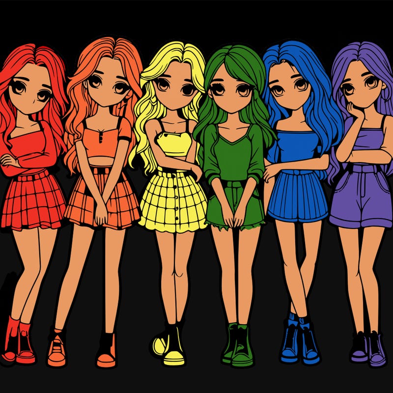 a group of girls realistic