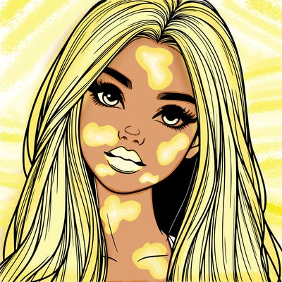 realistic teen girl with long hair and lips