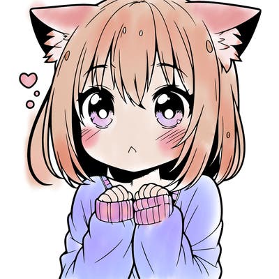shy anime catgirl
