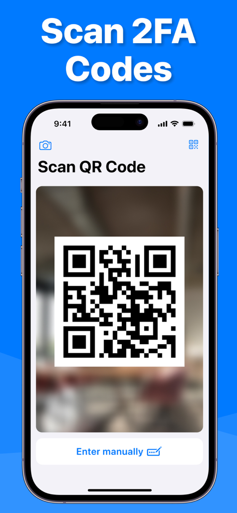 Authenticator app scanning a QR code for two-factor authentication