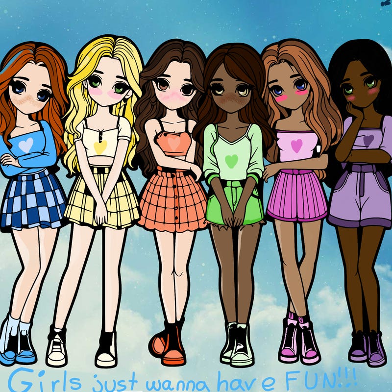 a group of girls realistic