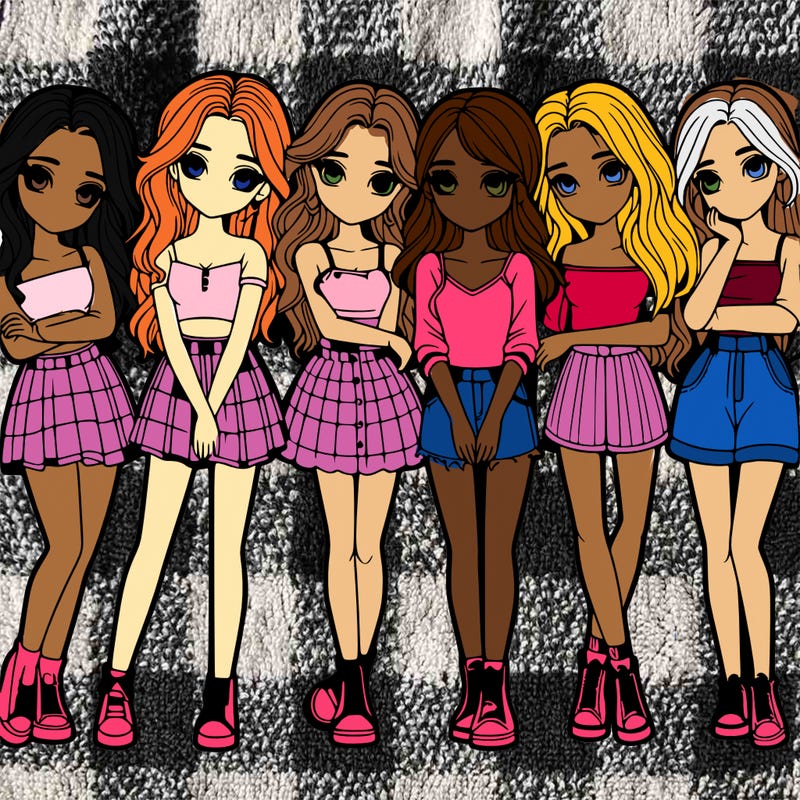 a group of girls realistic