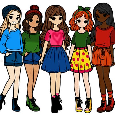 a group of five girls