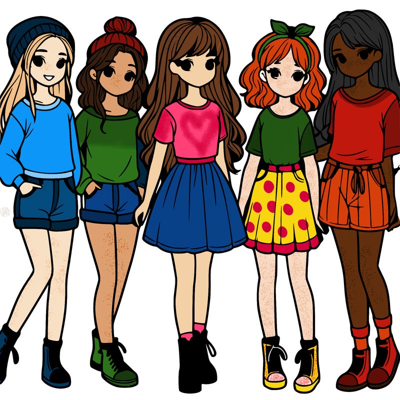 a group of five girls