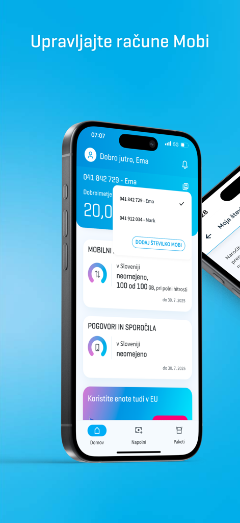 Moj Mobi - Moj Mobi app dashboard displaying account balance and mobile data usage