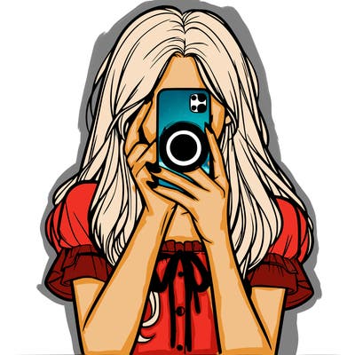 a realistic girl holding her phone taking pictures