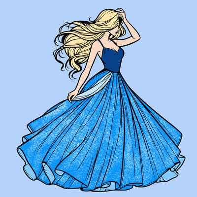 realistic woman with dress flowing in the wind