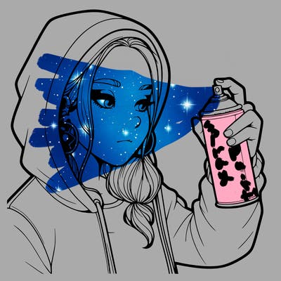 a realistic girl, spray painting