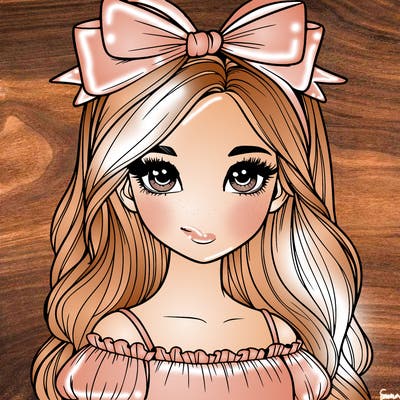 realistic girl with bow on top