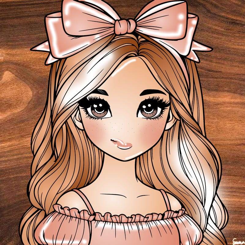 realistic girl with bow on top