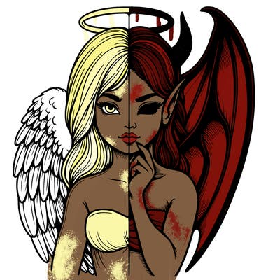 realistic angel half demon