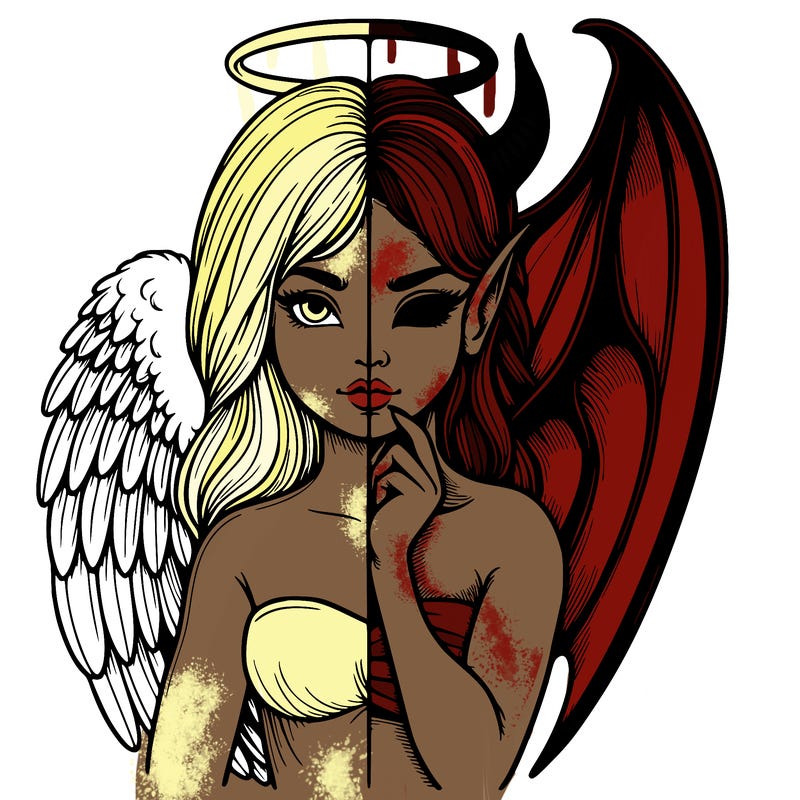 realistic angel half demon