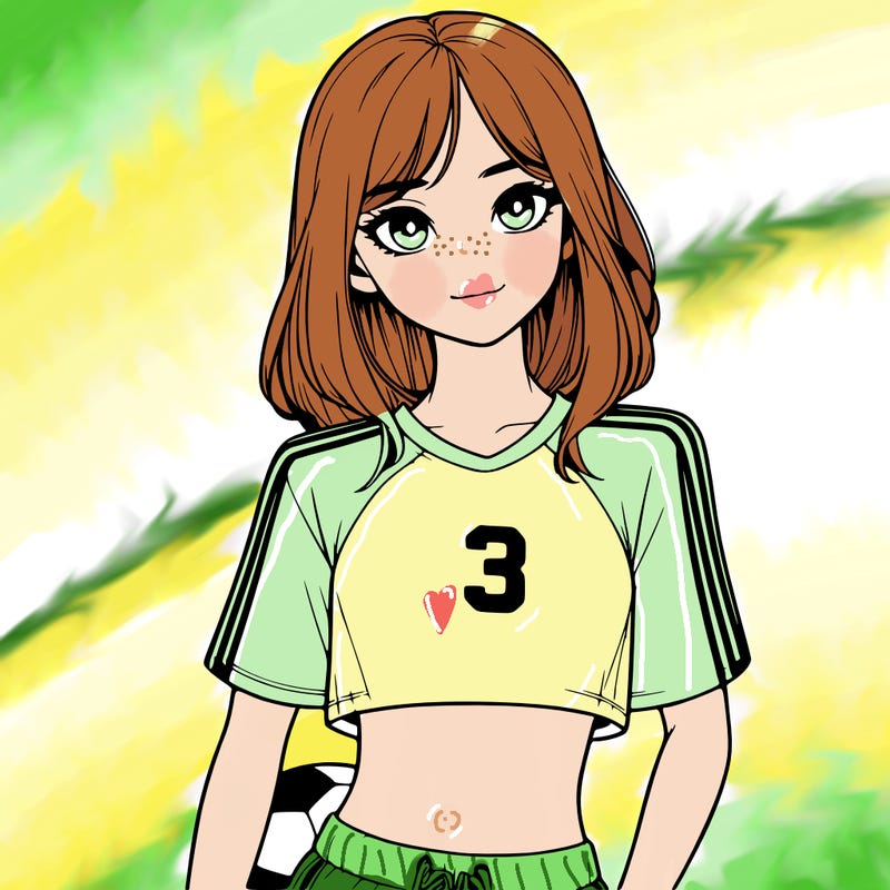 realistic girl wearing soccer jersey