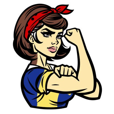 strong woman with a 60s american ad style
