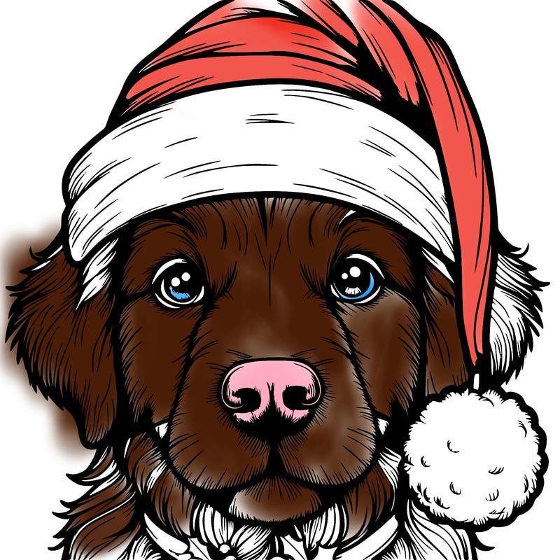 realistic dog with a christmas hat