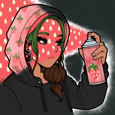 a realistic girl, spray painting