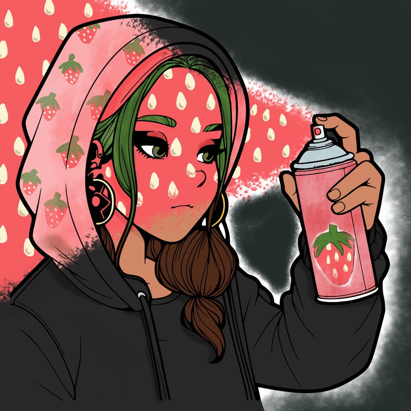 a realistic girl, spray painting