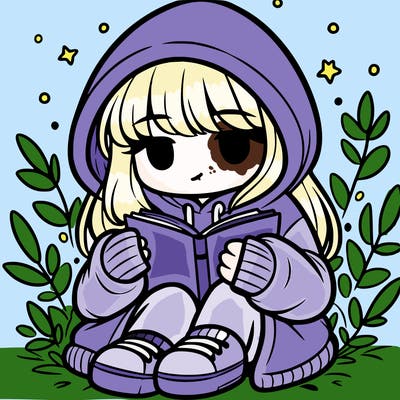 girl in oversized hoodie reading a book