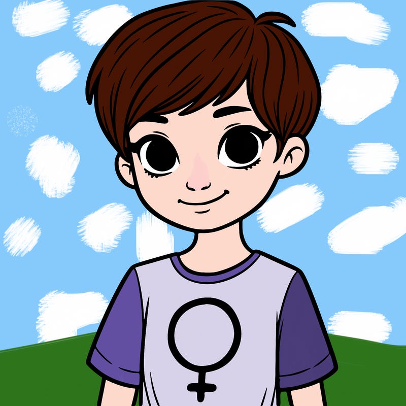 girl with pixie cut and feminist shirt