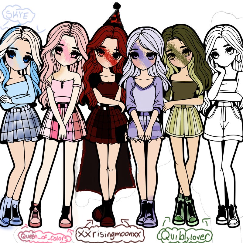 a group of girls realistic